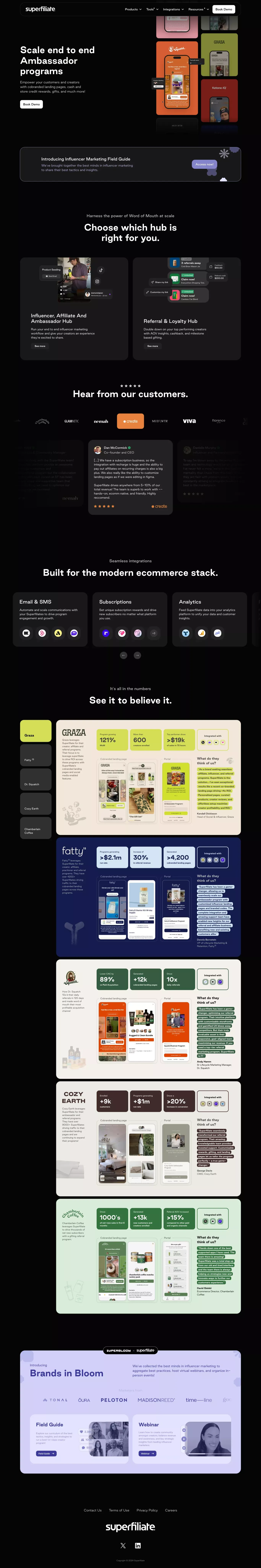 Superfiliate | Scale end to end influencer, affiliate and referral programs - Landing design