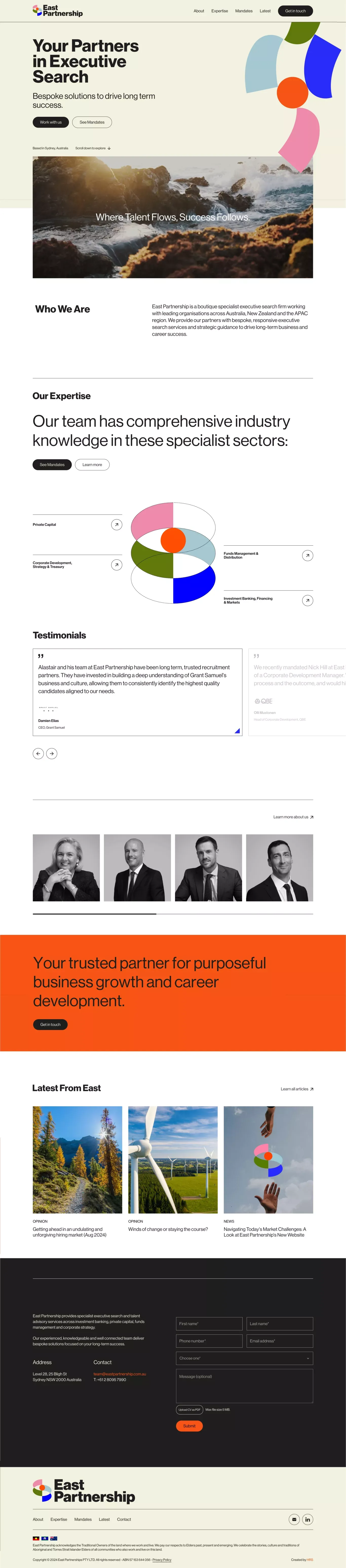 East Partnership - Your Partners in Executive Search - Landing design