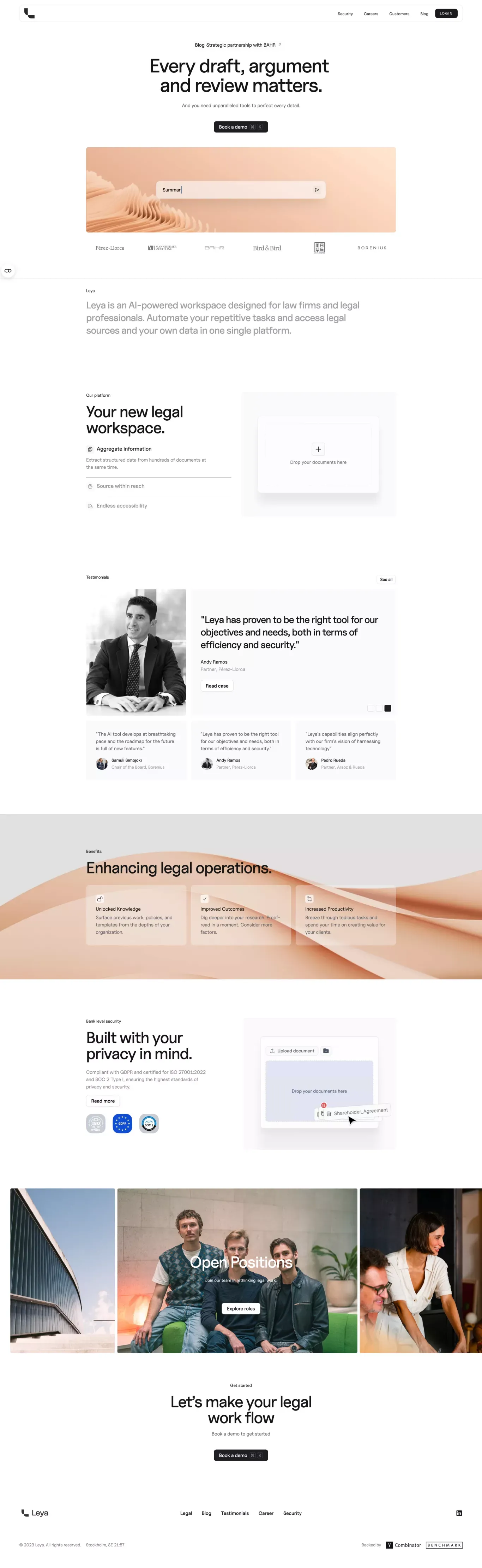 Leya | The future of legal work - Landing design