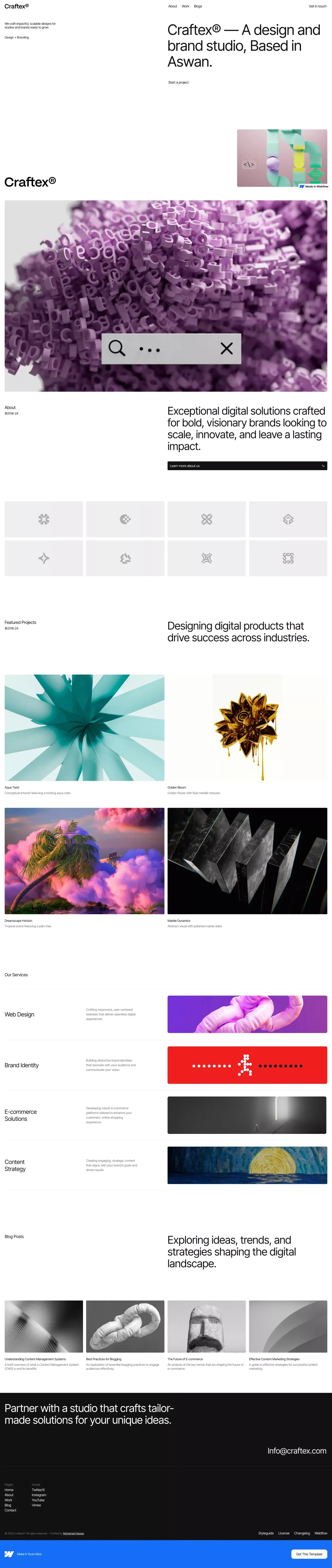 Craftex - Webflow HTML website template - Template design