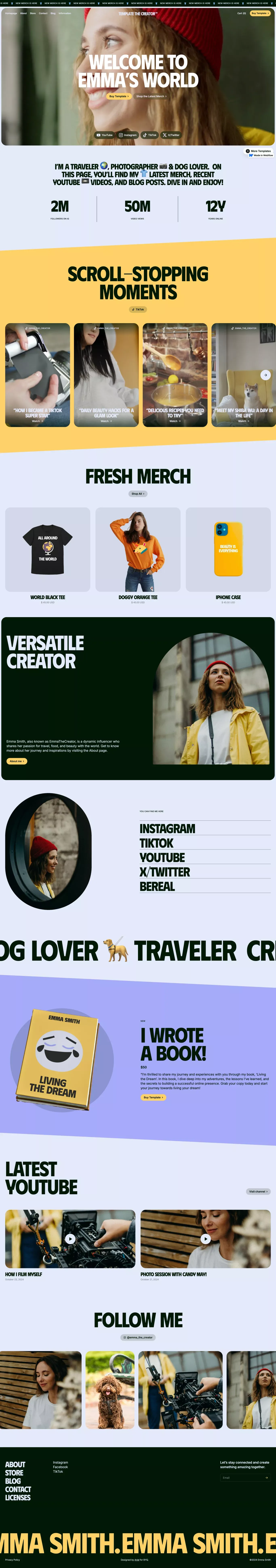 Template The Creator - Webflow Ecommerce website template - Template design