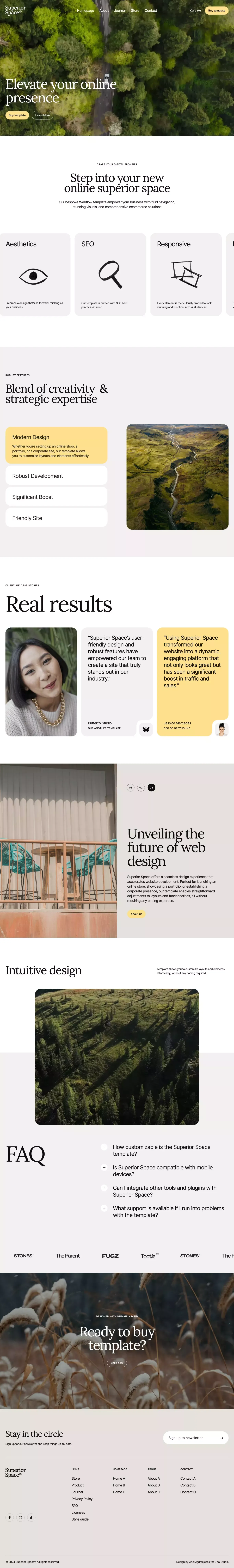 Superior Space Lite - Webflow Ecommerce website template - Template design