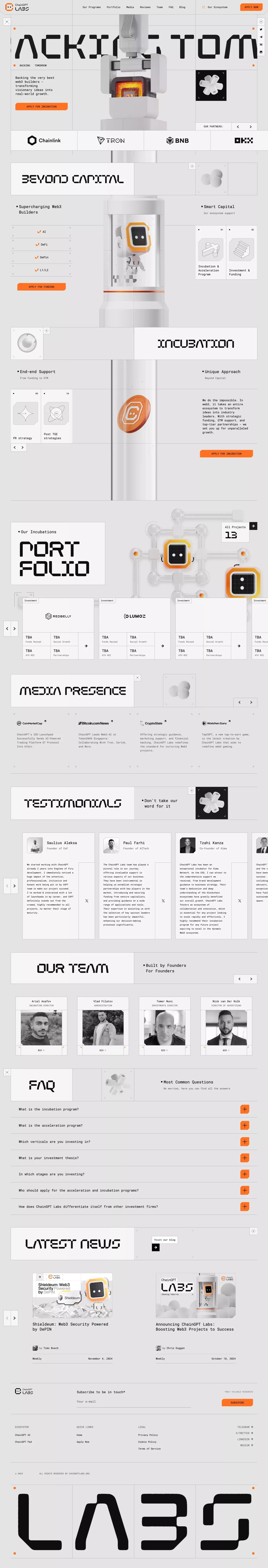 ChainGPT Labs | Fund, Incubate and Accelerate Web3 Projects - Landing design