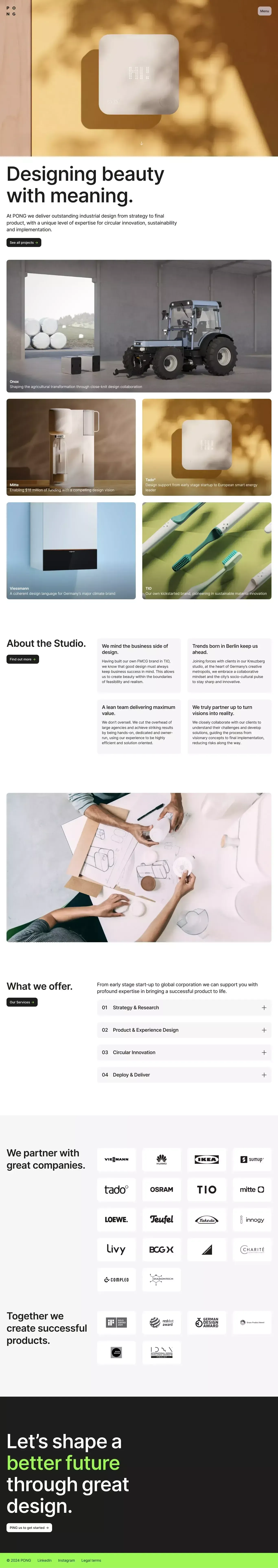 Designing beauty with meaning | Industrial design from Berlin | PONG - Portfolio design