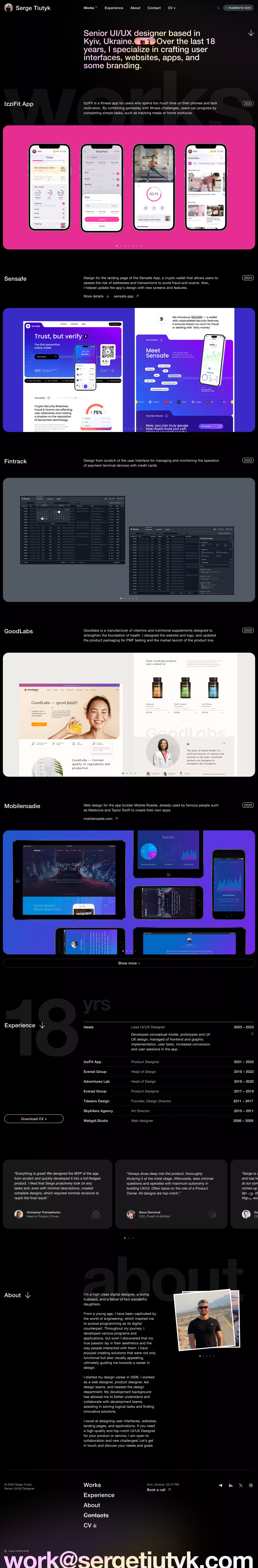 Serge Tiutyk | Senior UI/UX designer - Portfolio design