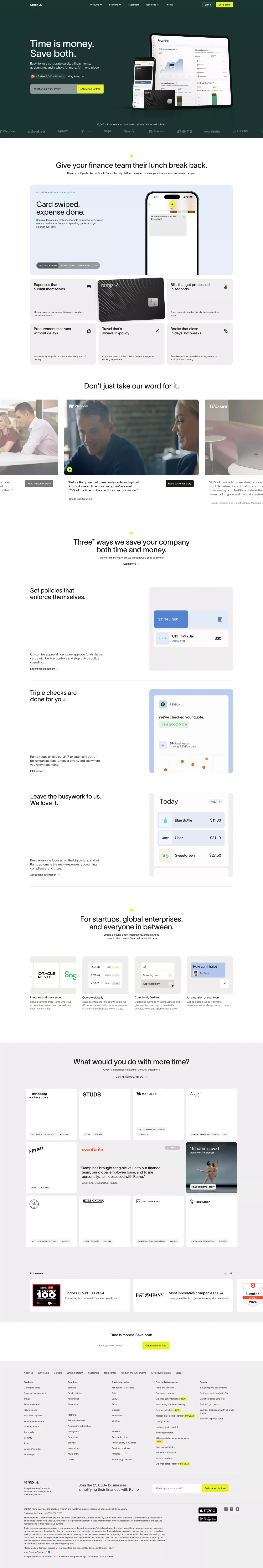 Spend Management, Corporate Cards & Accounts Payable Solutions | Ramp - Landing design