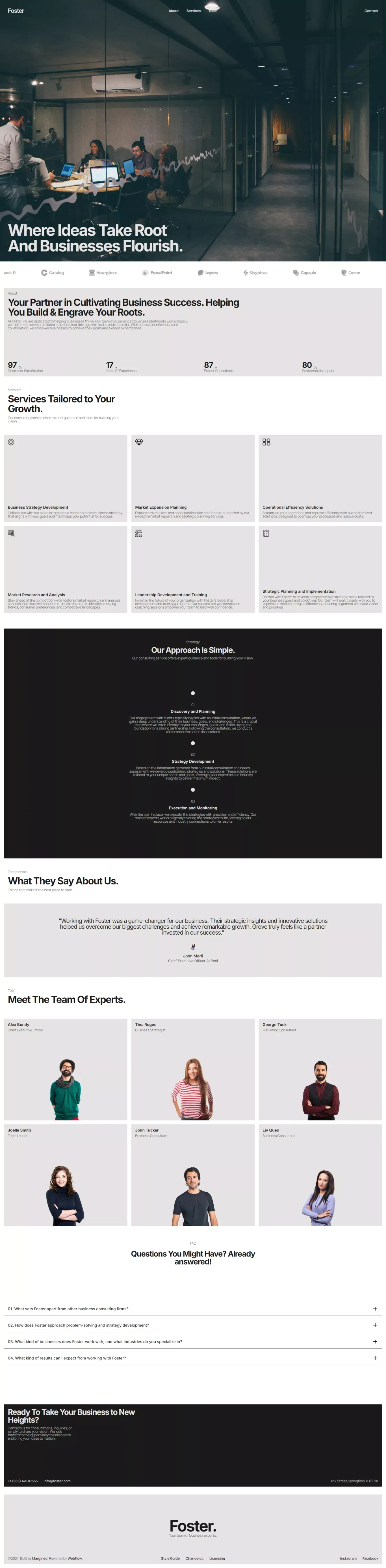 Foster Website Page Template for Webflow - Template design
