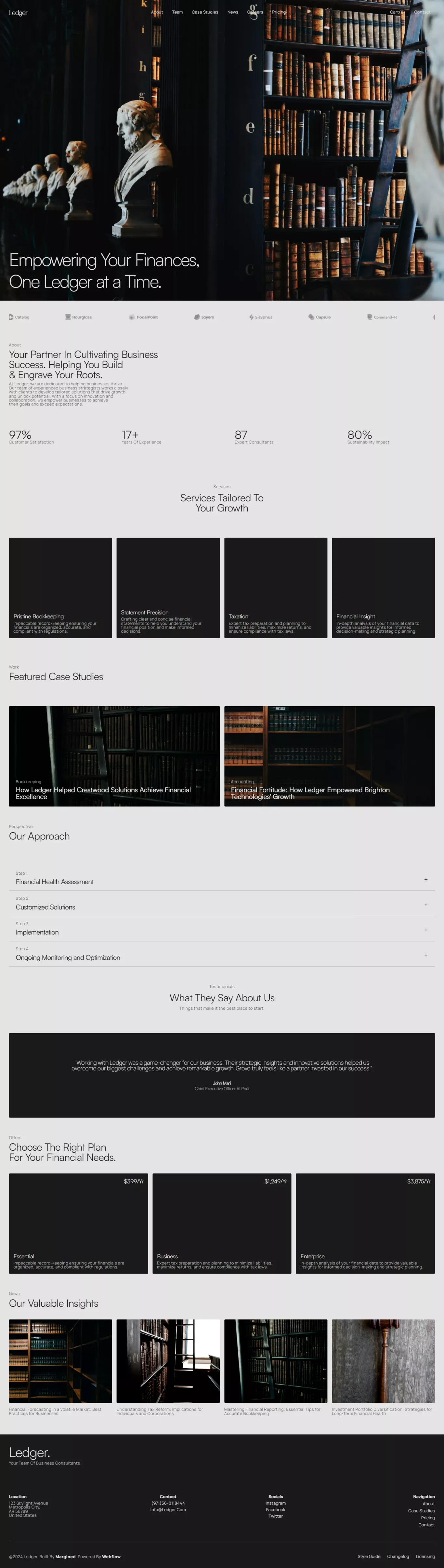 The Ledger Website Page Template for Webflow - Template design