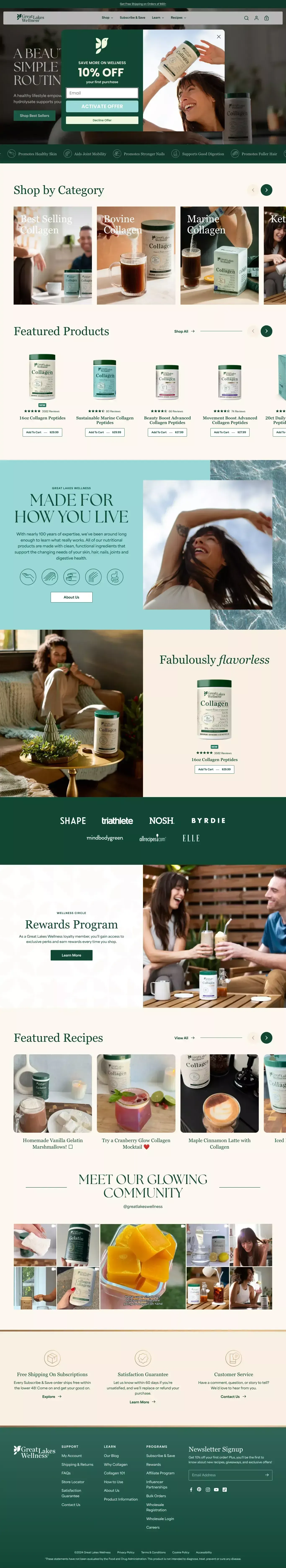Premium Collagen Hydrolysate & Gelatin | Great Lakes Wellness - Ecommerce design