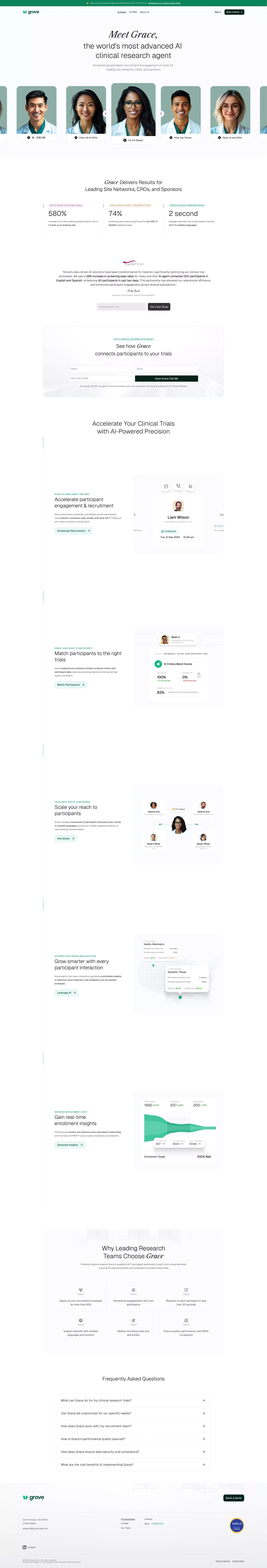 AI for Clinical Trial Recruitment and Engagement - Grove - Landing design