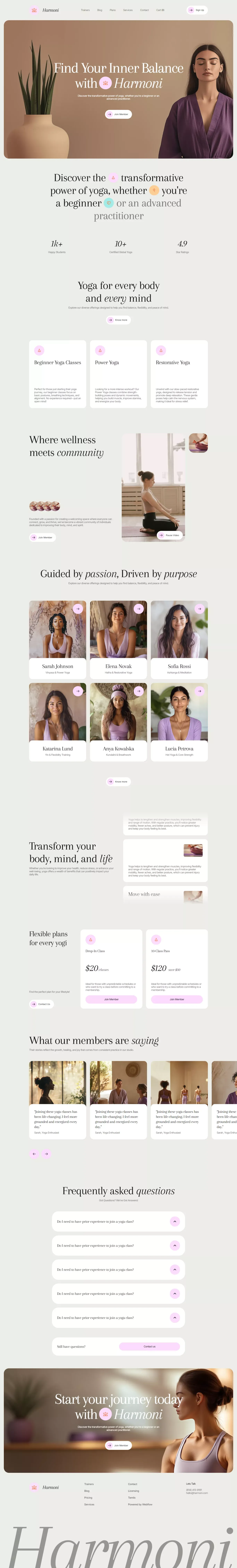 Harmomi - Webflow Ecommerce website template - Template design