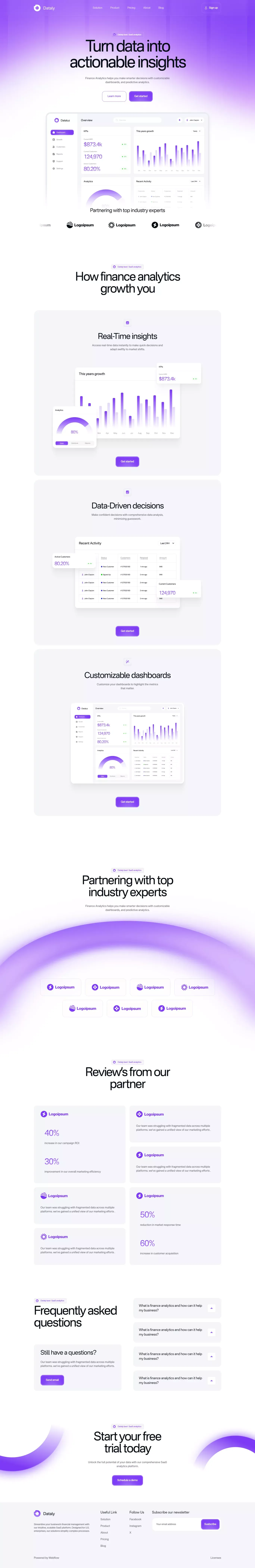 Dataluz - Webflow Ecommerce website template - Template design
