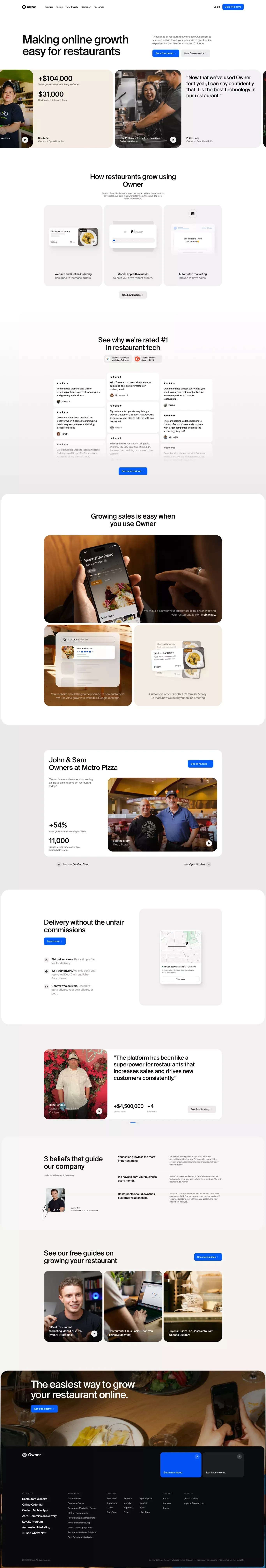 Online Ordering and Restaurant Marketing System | Owner.com - Landing design