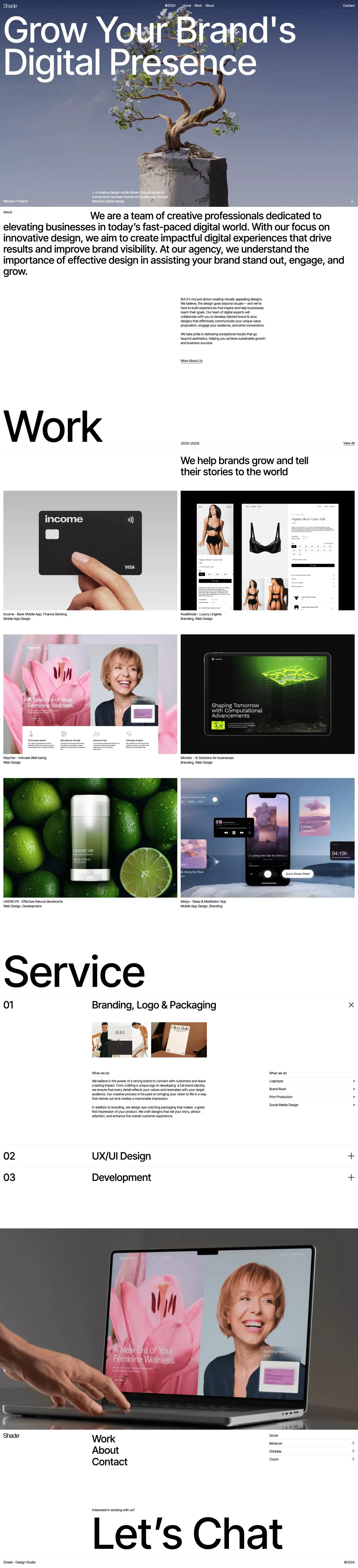 Shade - Digital Design Studio | Brand, Web Design & Mobile Apps - Portfolio design