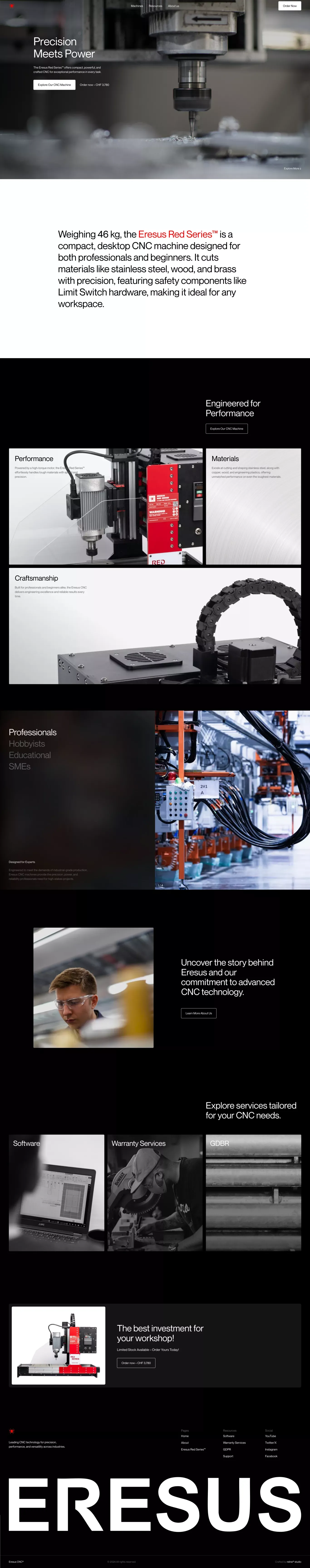 Eresus CNC | Precision Meets Power - Compact CNC Machines - Landing design