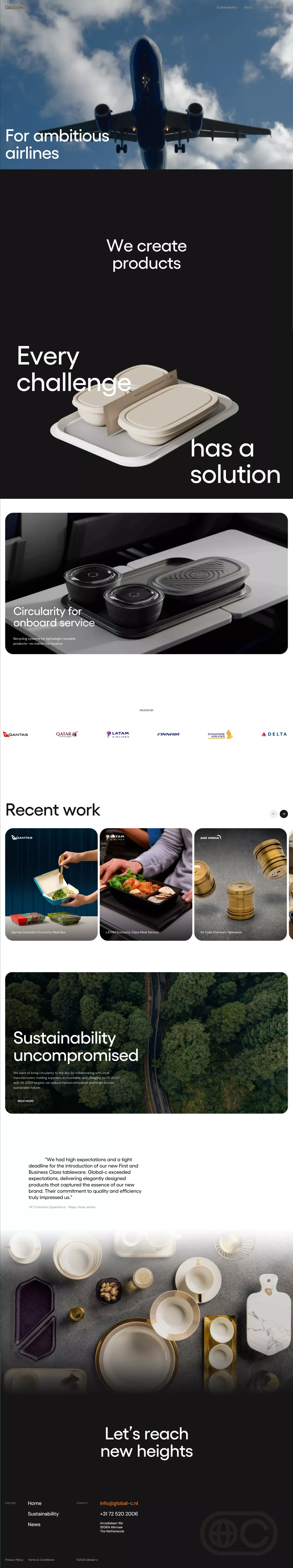 Global-c | Inflight food packaging - Landing design
