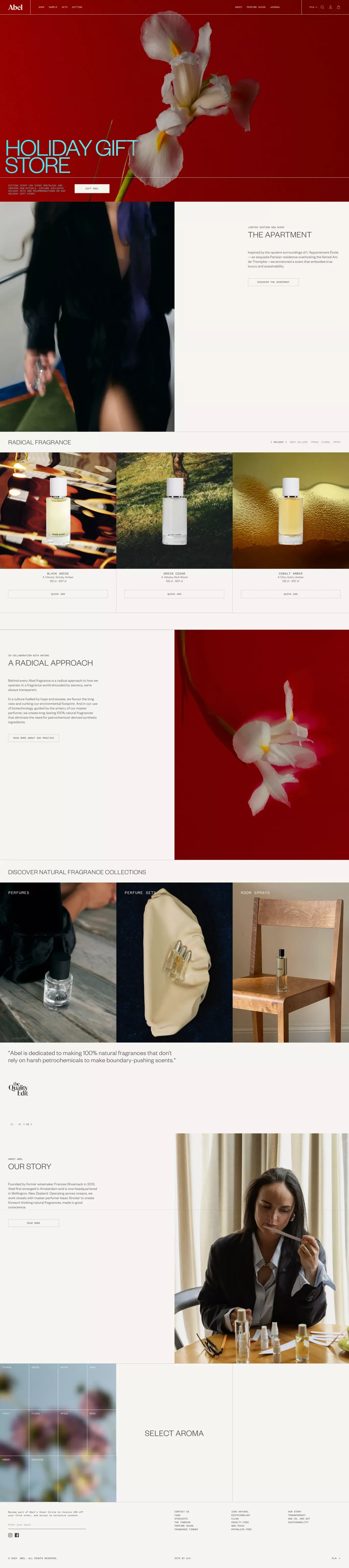 Abel - 100% Natural Perfumes - Ecommerce design