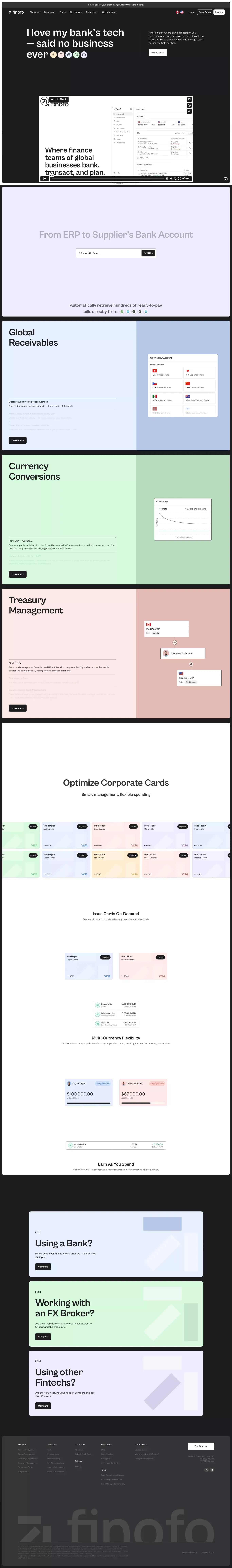 Finofo | Where global businesses bank, transact, and plan - Landing design