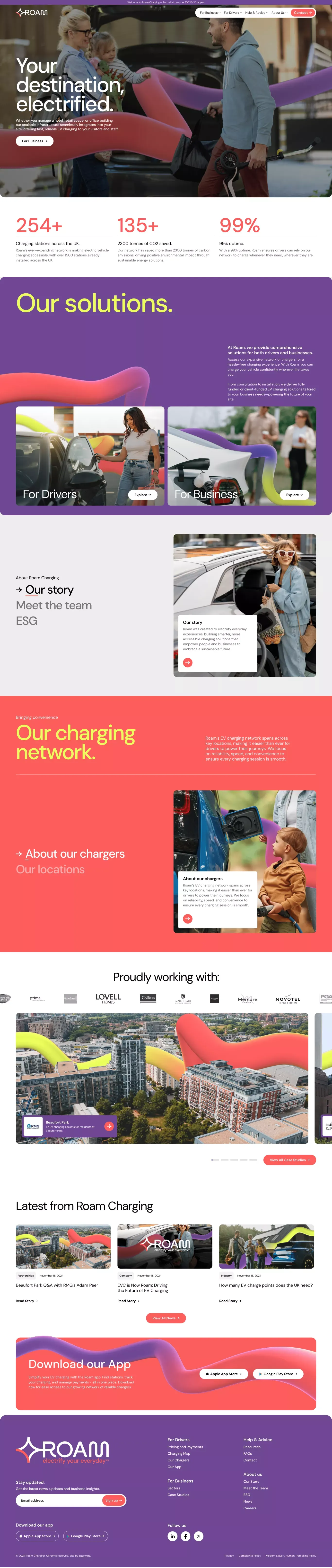 Roam Charging - Landing design