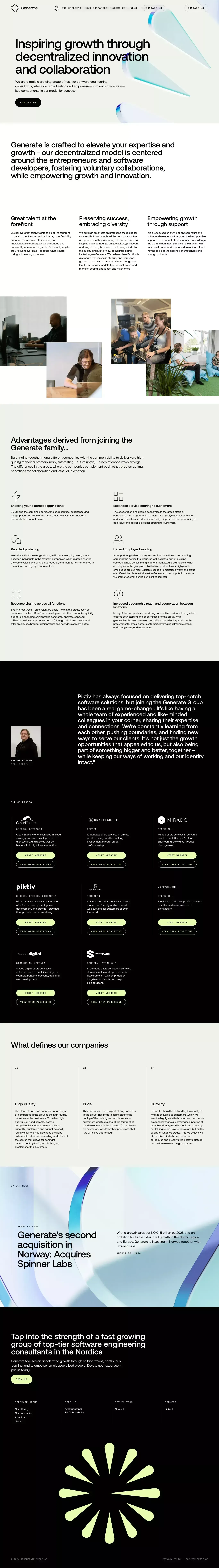 Generate Group - Landing design