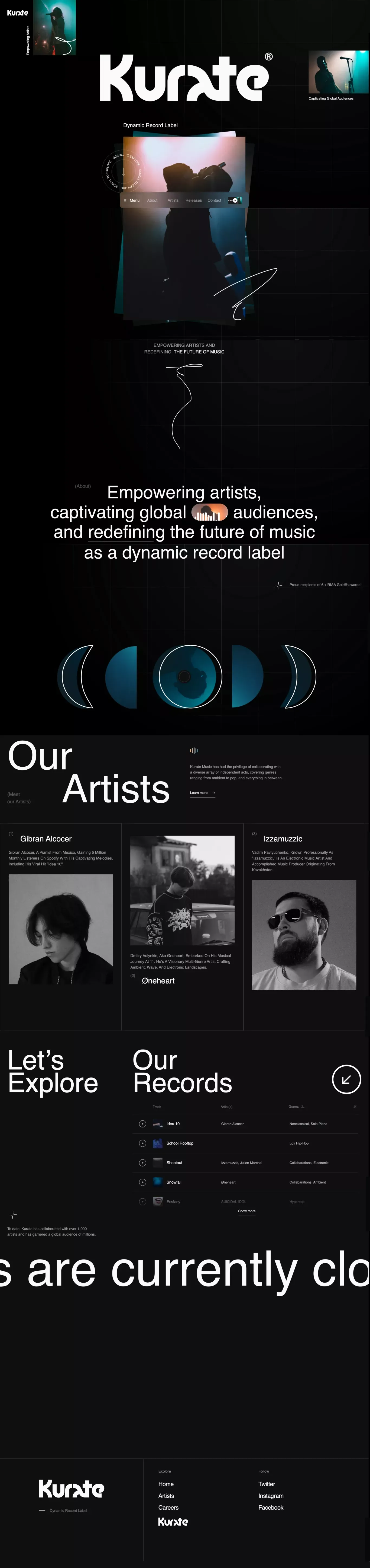 Kurate Music - Portfolio design