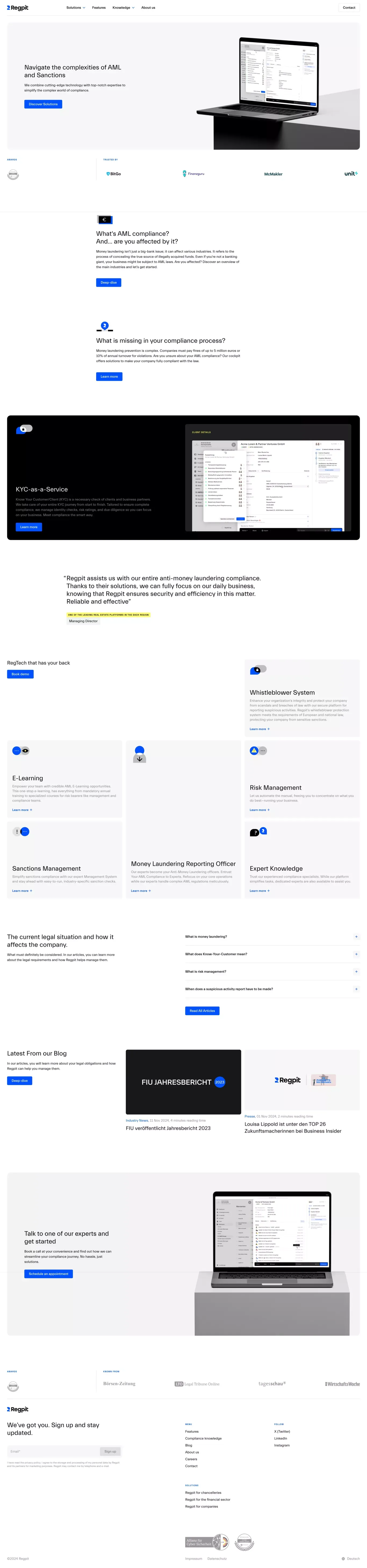 Regpit - Landing design