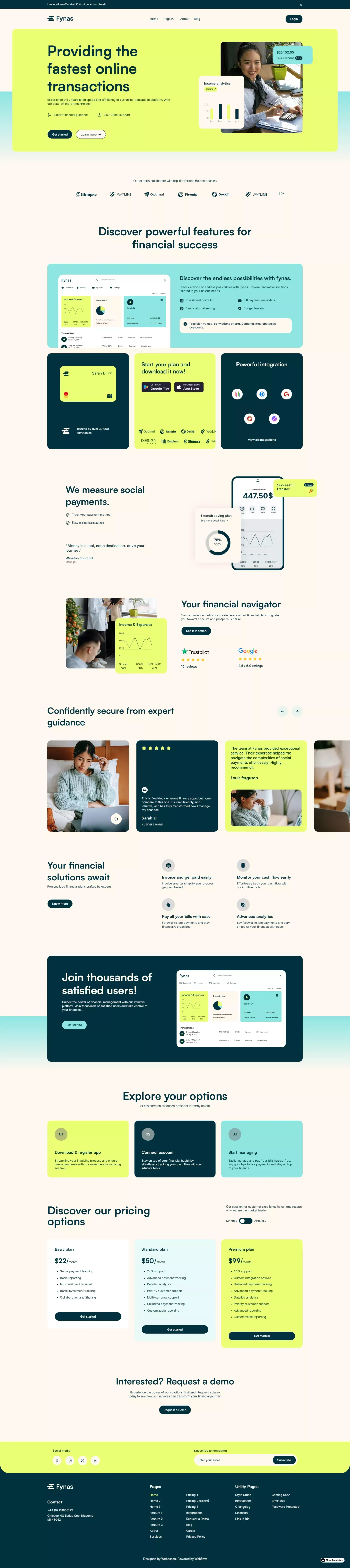 Fynas - Webflow Ecommerce website template - Landing design