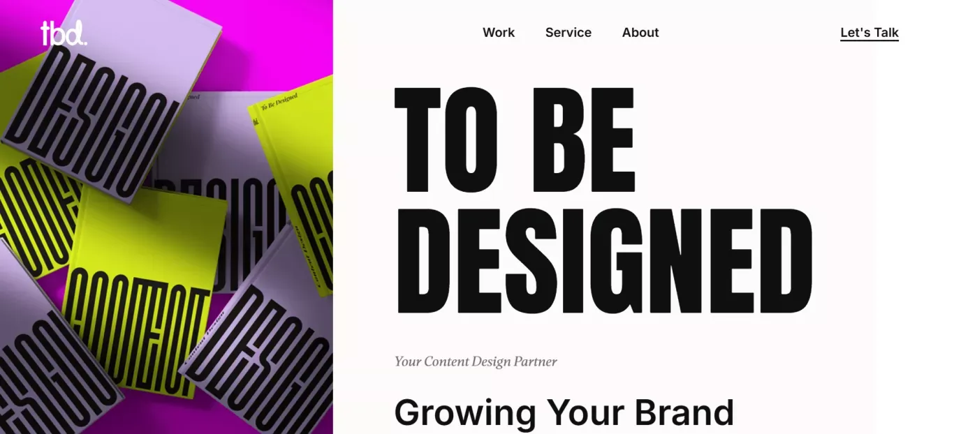 To Be Designed - Content Design Partner - Landing design