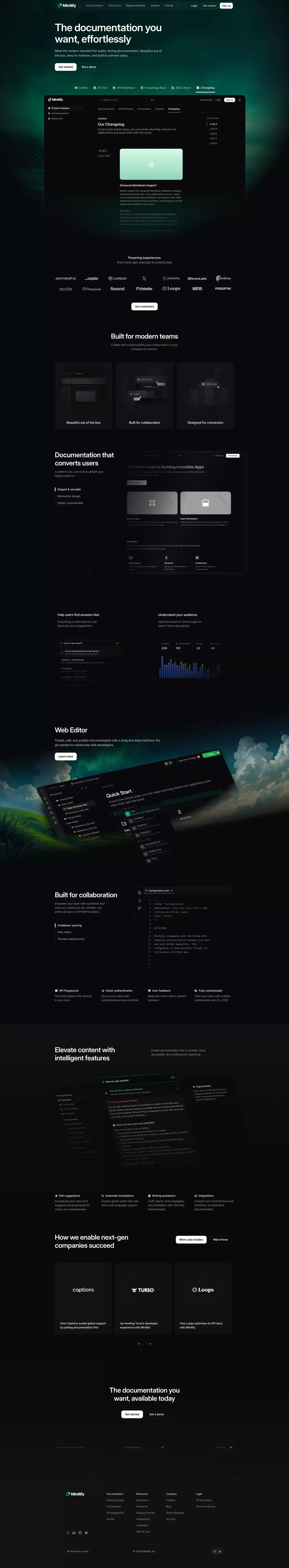 Mintlify — The documentation you want, effortlessly - Landing design