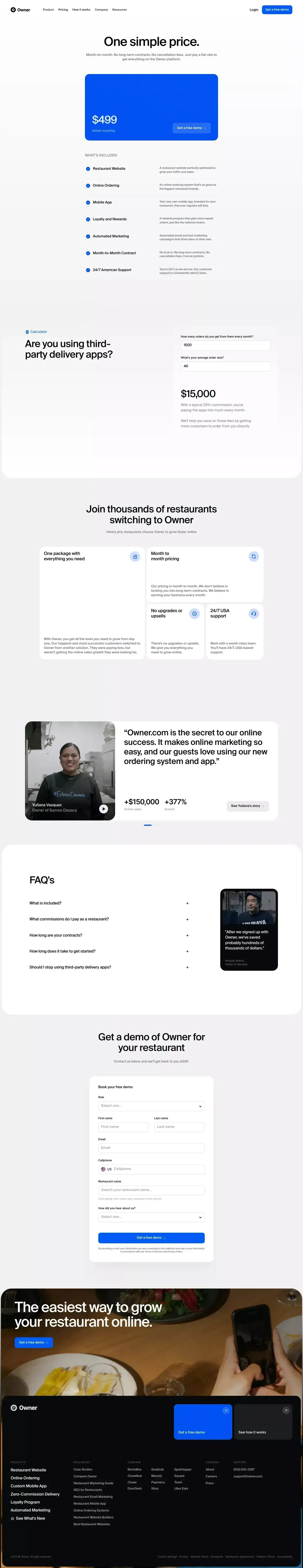 Pricing | Owner.com - Pricing design