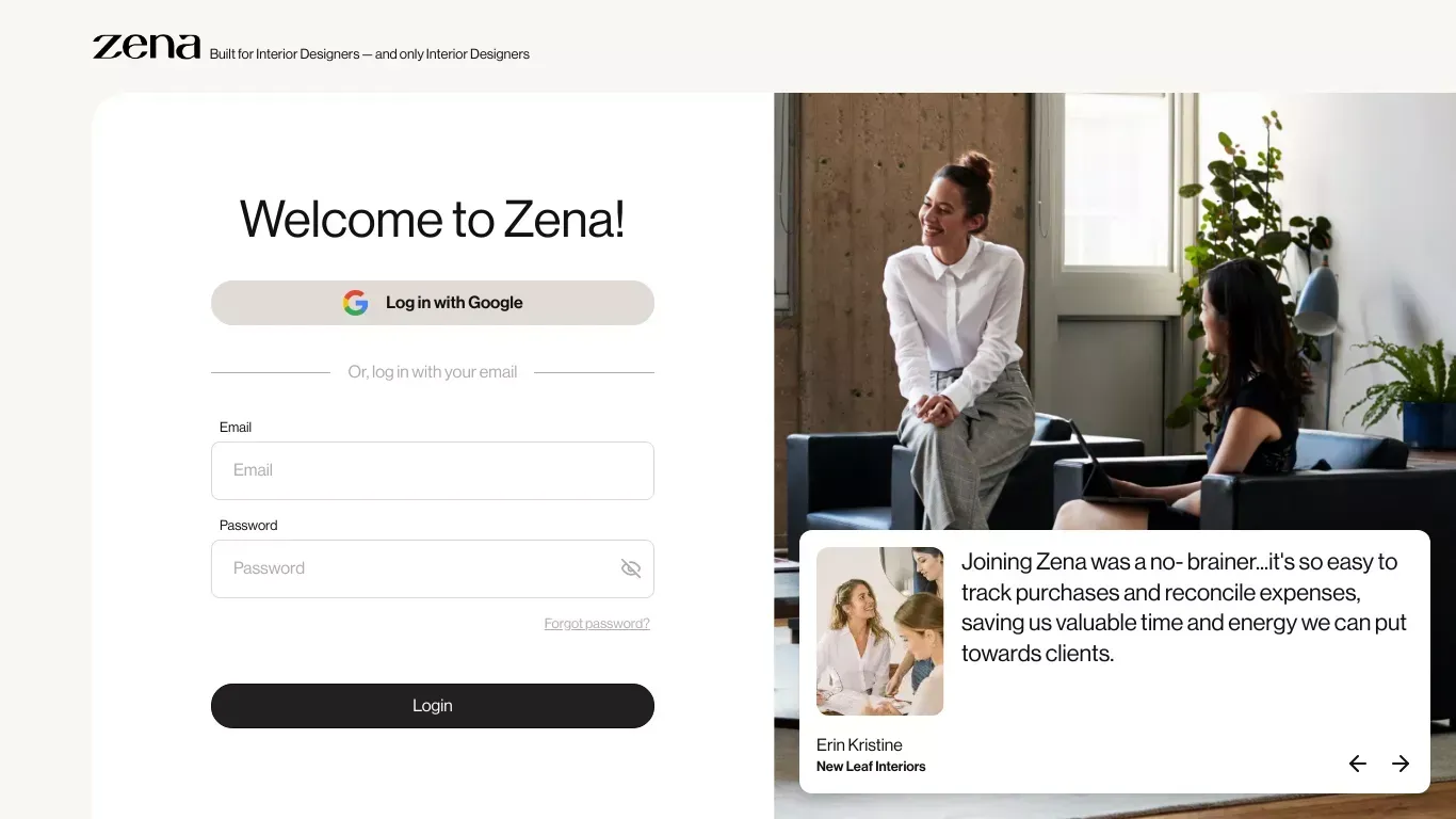 Zena - Sign Up design