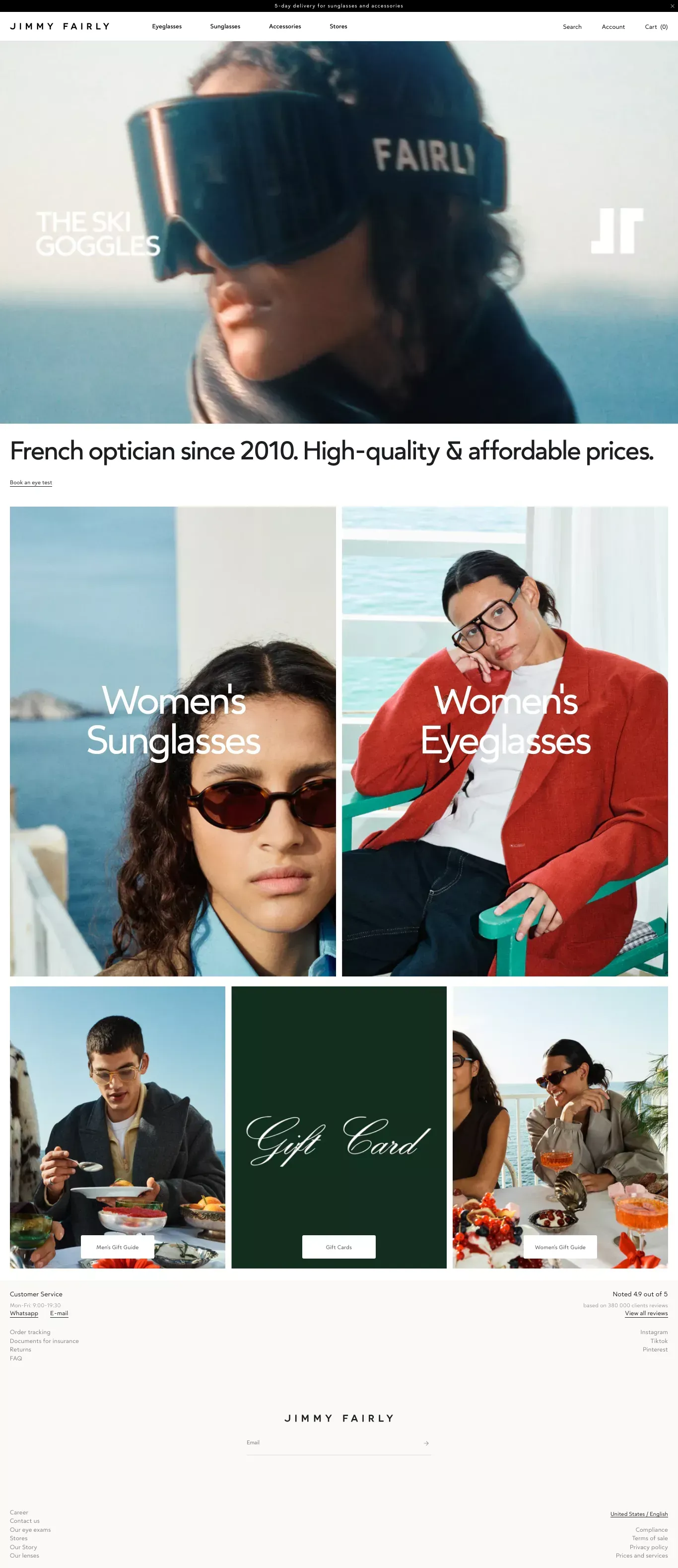 Jimmy Fairly I Sunglasses and eyeglasses - Ecommerce design