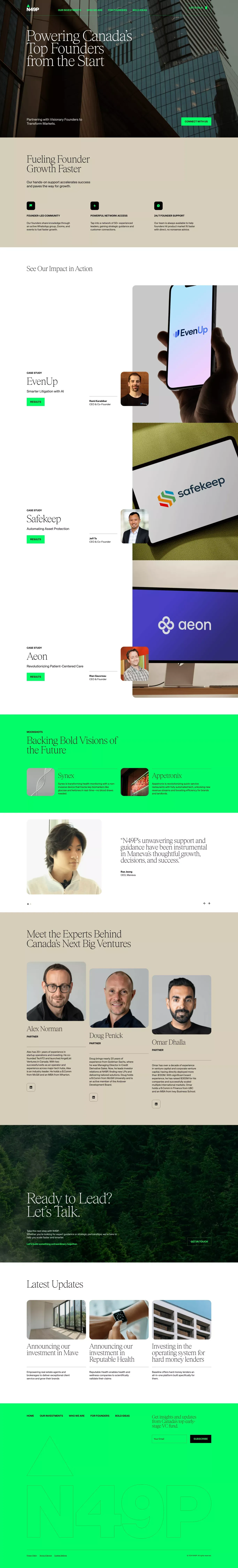 Powering Canada’s Top Founders | N49P Venture Capital - Landing design
