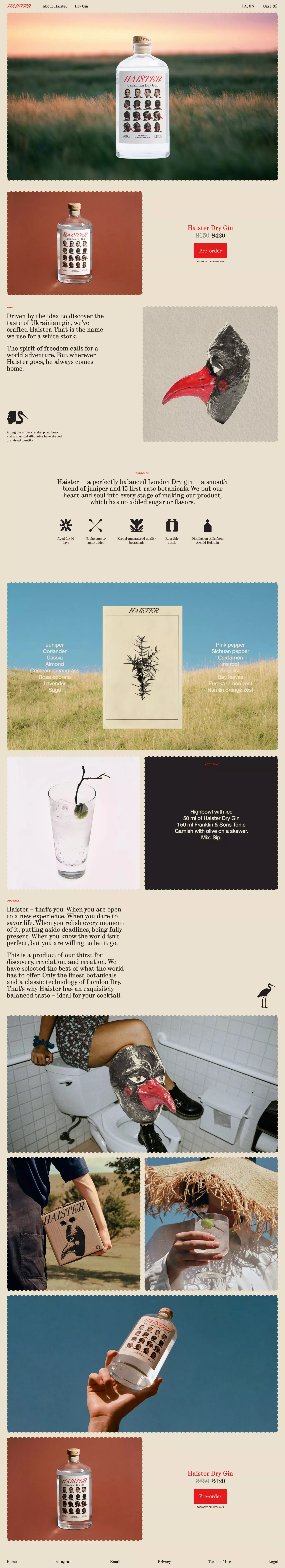 Haister - Your offline wild Ukrainian gin âº Haister â Ukrainian Dry Gin - Ecommerce design
