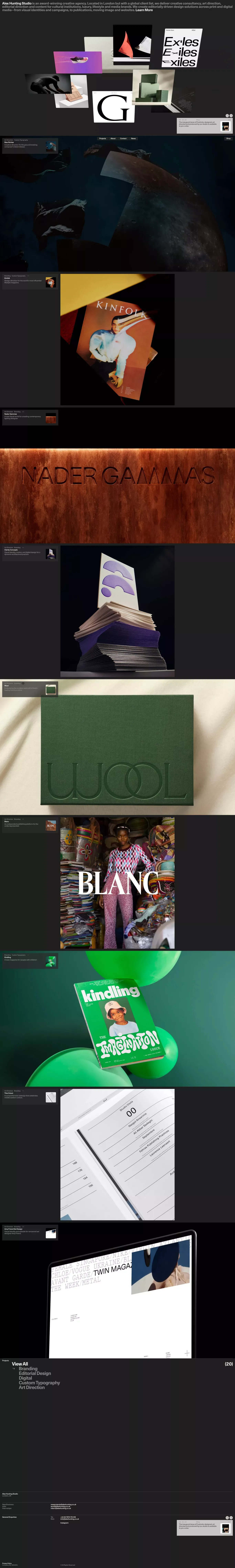 Alex Hunting Studio - Portfolio design
