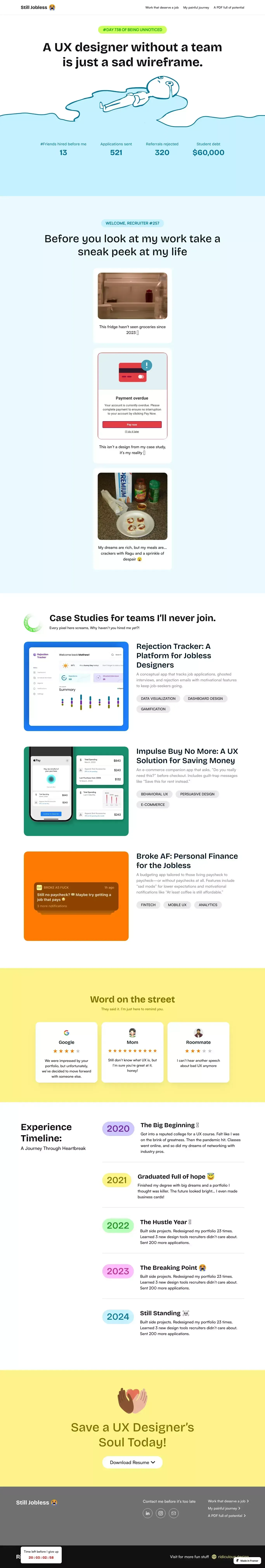 Desperate UX Portfolio - website design