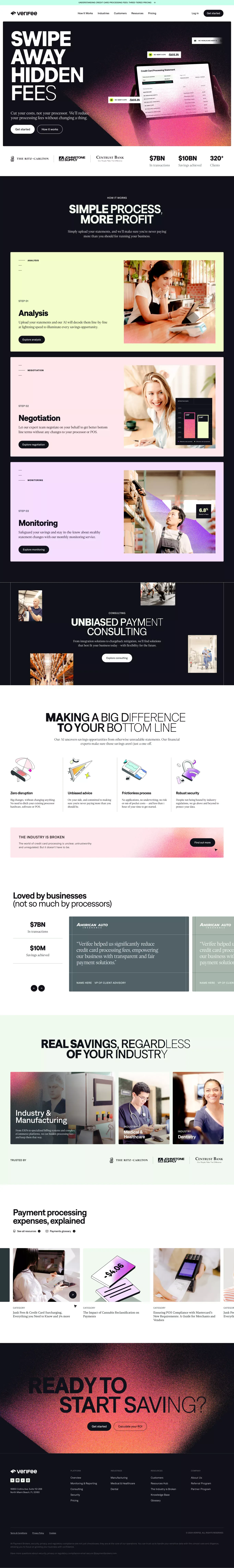 VeriFee | Save thousands on hidden fees, without changing processors. - Landing design
