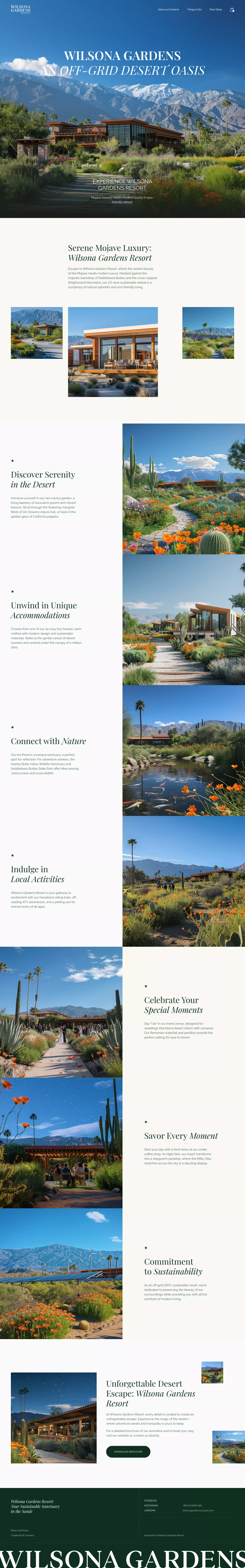 Wilsona Gardens Retreat - Ecommerce design