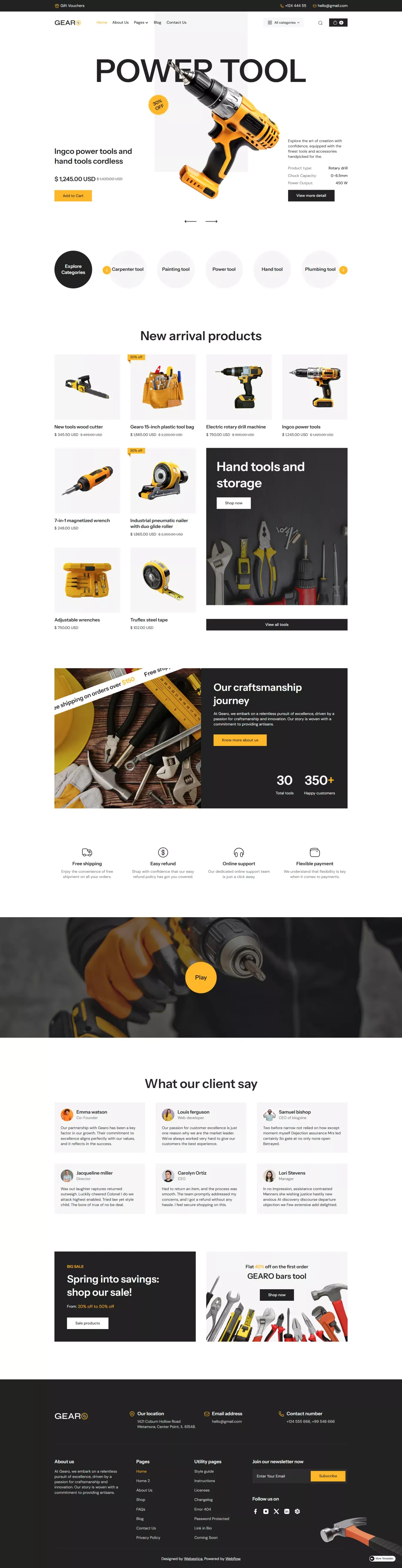Gearo - Webflow Ecommerce website template - Ecommerce design