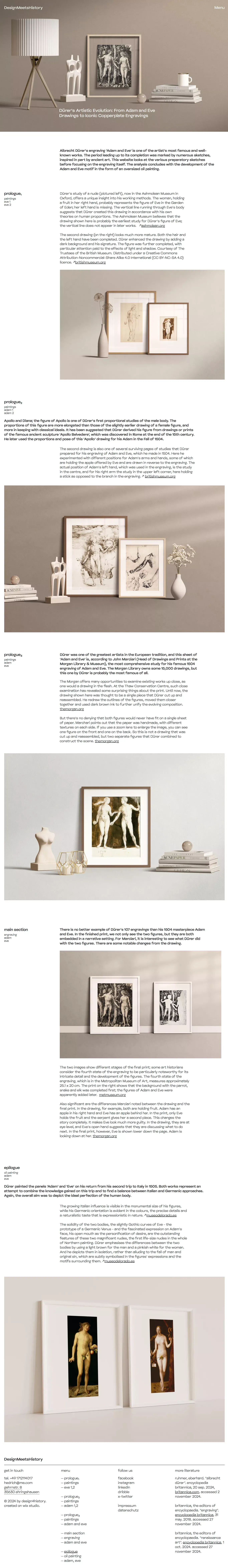 DesignMeetsHistory | Dürer's Adam and Eve - Landing design