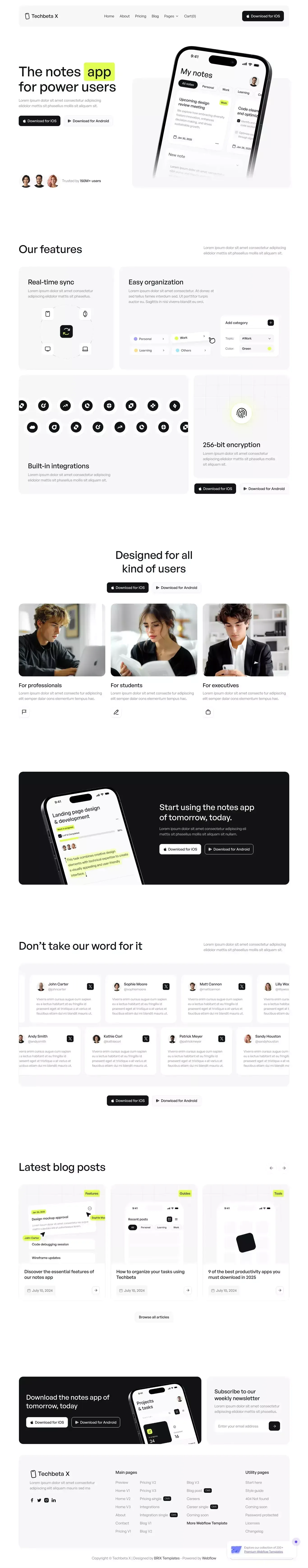 Techbeta X - Webflow Ecommerce website template - Template design