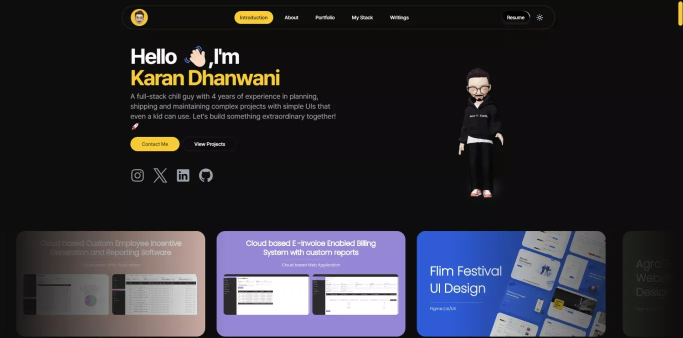 Karan Dhanwani - Full Stack Developer & Cloud Expert - Portfolio design