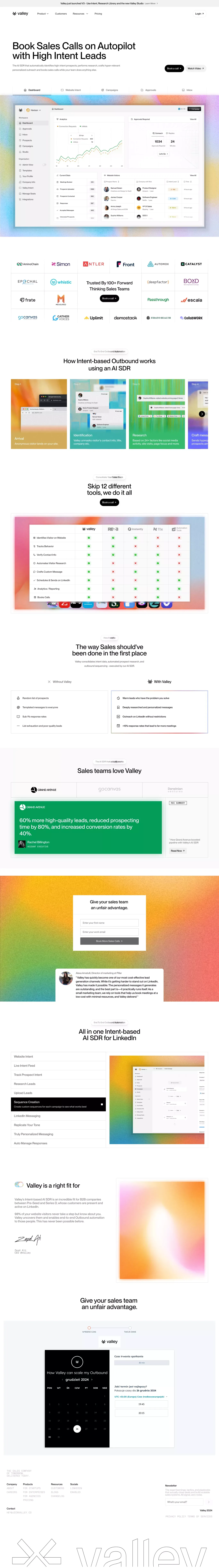 Valley | Intent based outreach on LinkedIn to Grow your Pipeline - Landing design