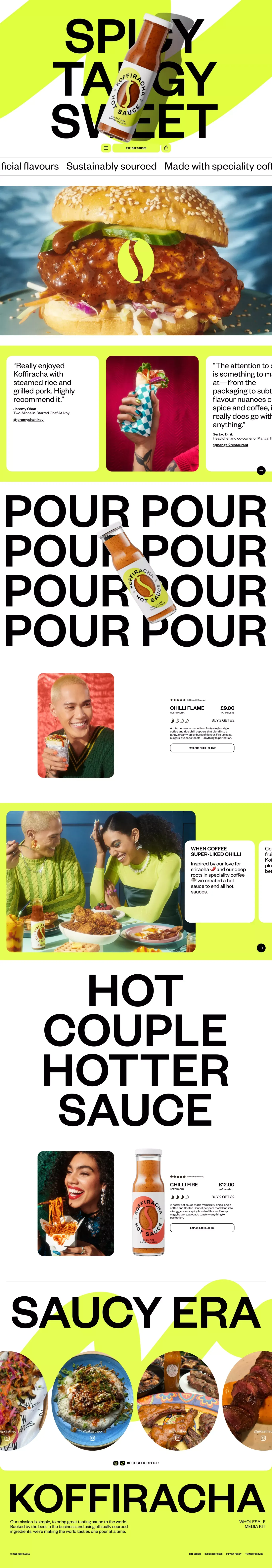 Koffiracha Hot Sauce - Ecommerce design
