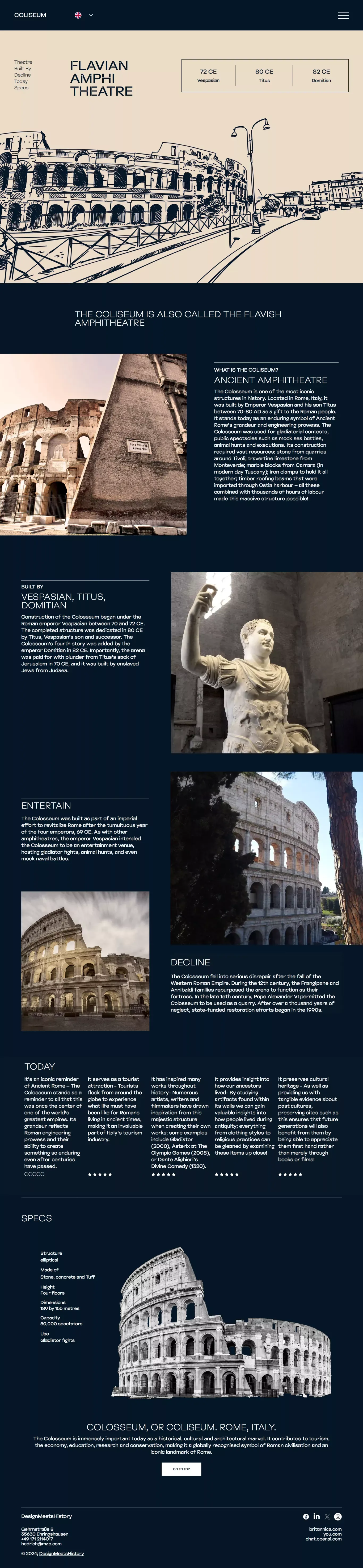 DesignMeetsHistory | The Flavian Theatre - Landing design