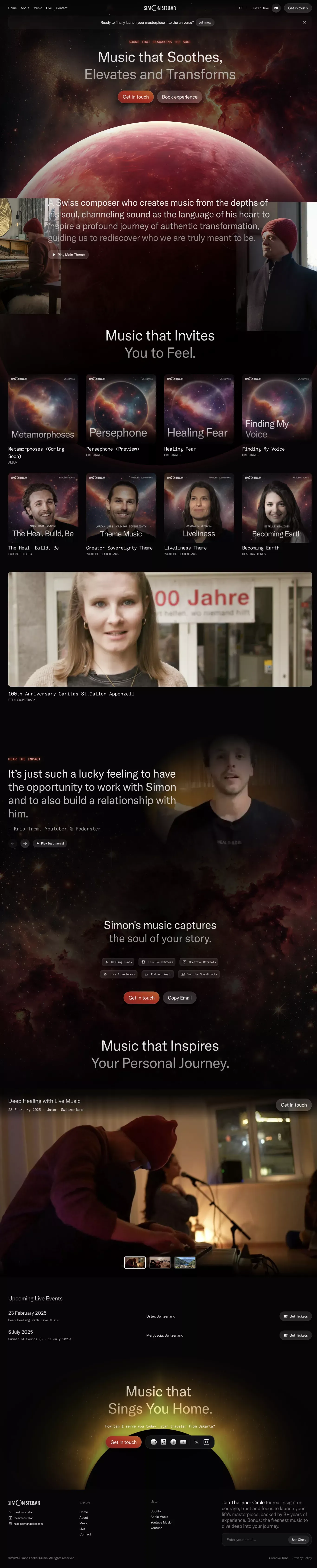 Simon Stellar - Composer & Creative Guide - Landing design