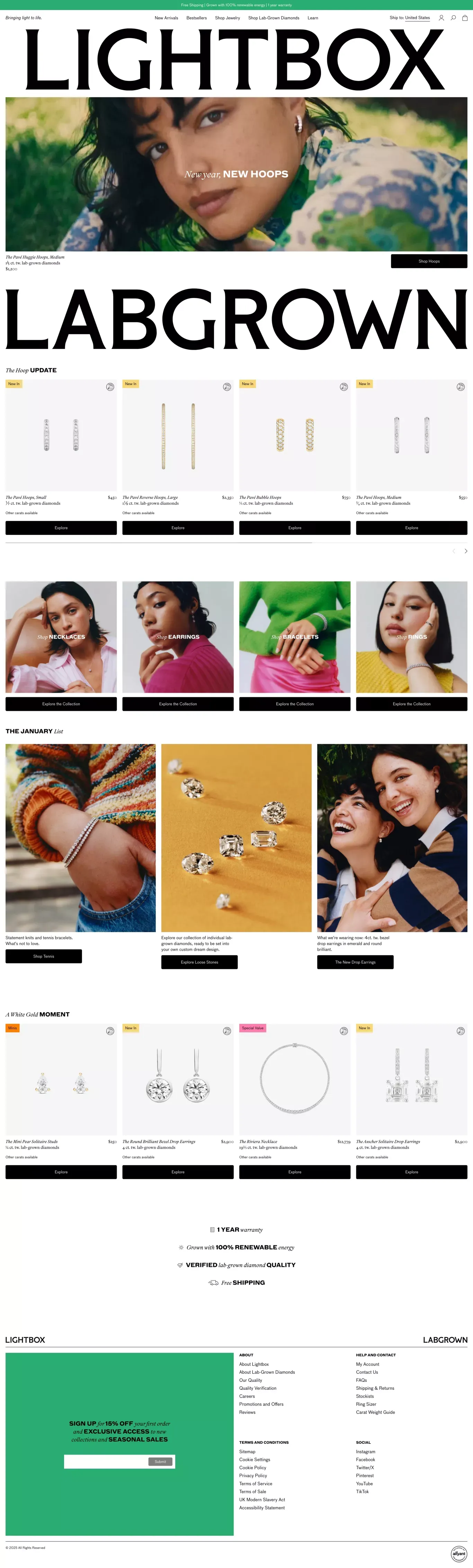 Lightbox - Lab-grown diamond jewelry - Ecommerce design