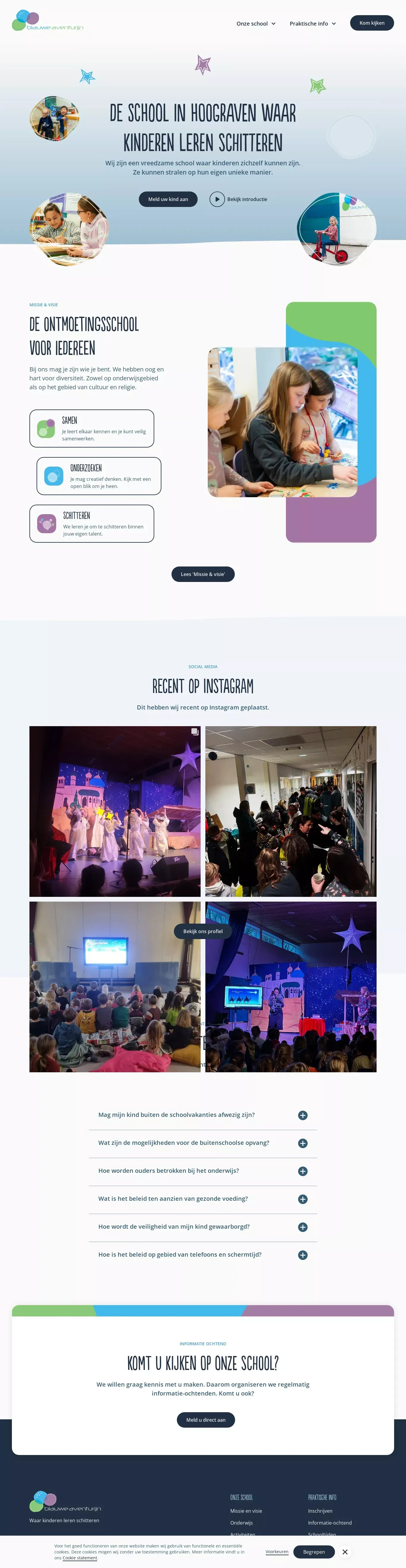 Blauwe Aventurijn  |  De school waar kinderen leren schitteren - Landing design