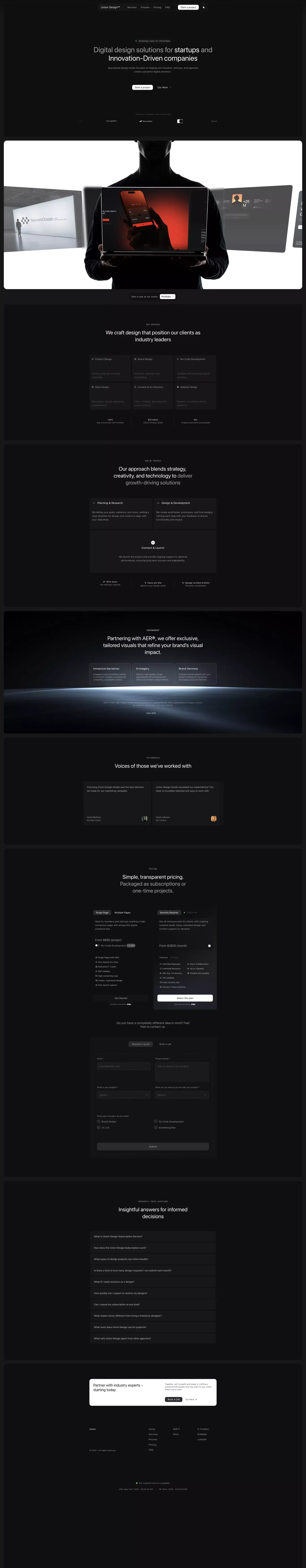 Union Design™ | Digital Design Studio for Startups & Founders - Landing design