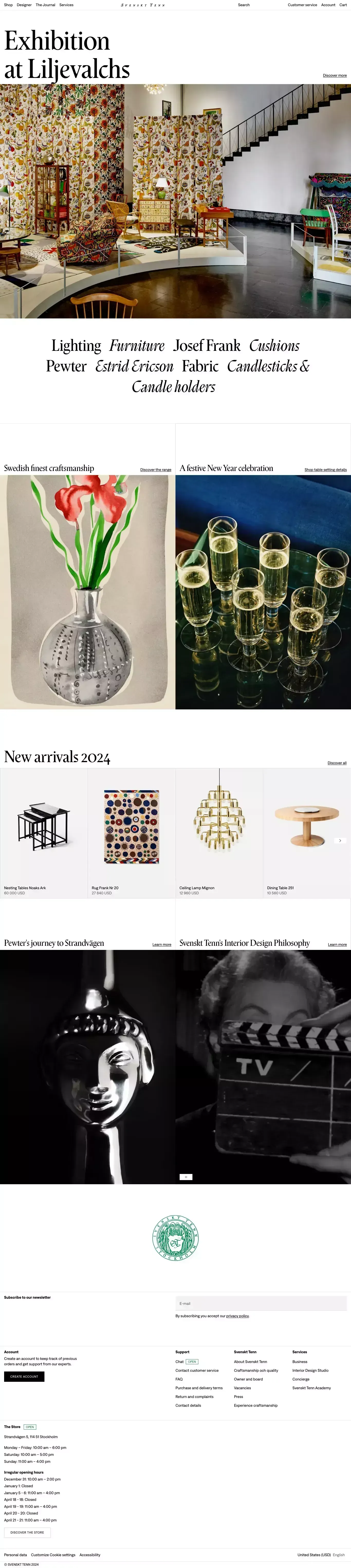 Svenskt Tenn - Ecommerce design